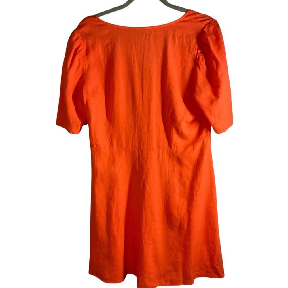 NWT Gap Linen-Blend Mini Dress Size L Blood Orange Lightweight Summer Dress - Picture 13 of 13